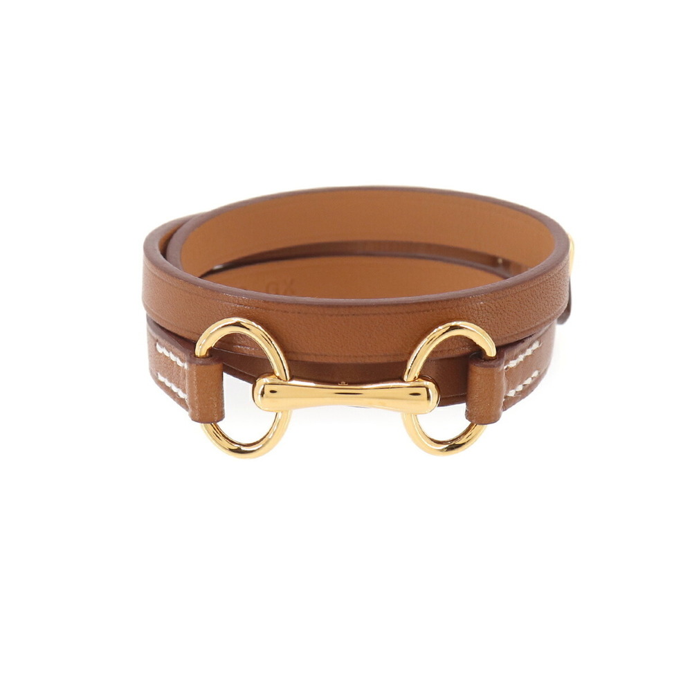 Hermes Triple Tour Bracelet, Leather, Brown, T1 Y Stamp, Gold Hardware